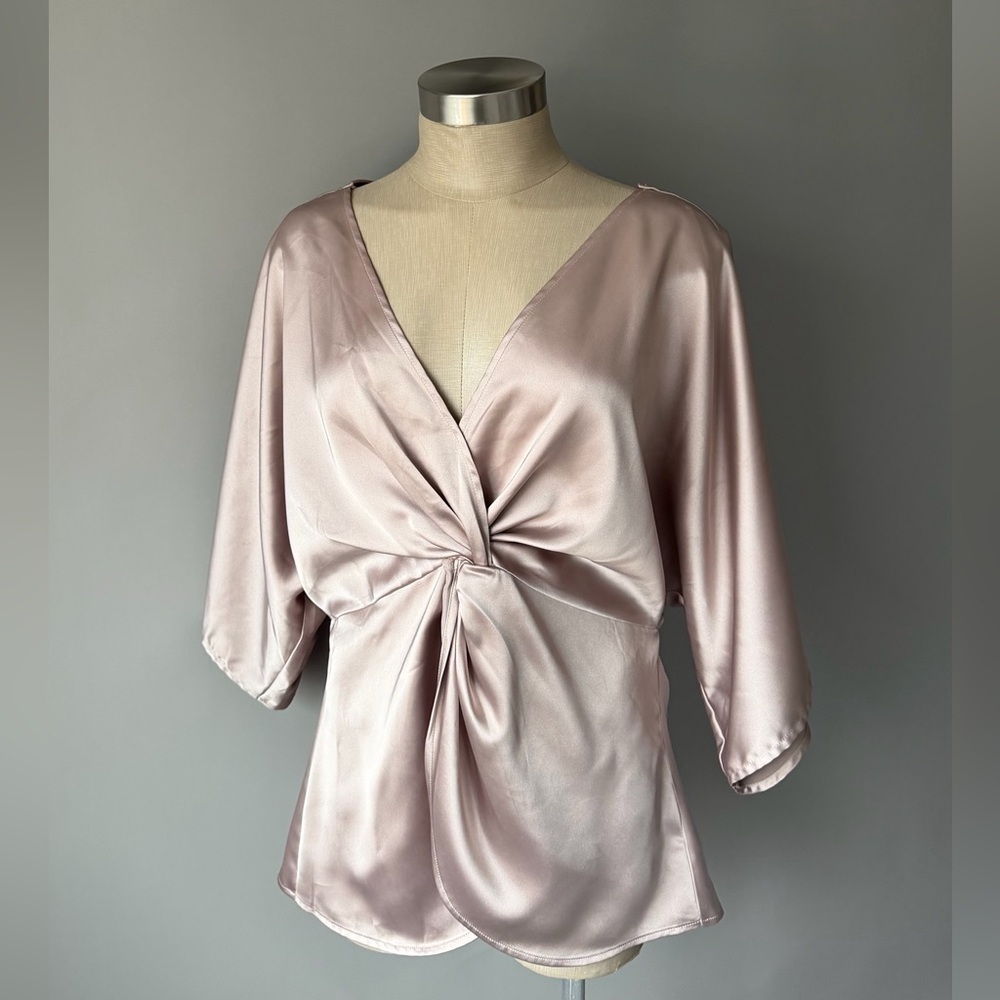 PLEIONE Women’s Twist Sexy Classy Satin Top Large
